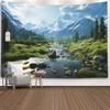 VIKAMA Blue Mist Pine Forest Natural Style Wall Art Hanging Cloth Forest Inspired Tapestry Bohemian Decorative Hanging Cloth