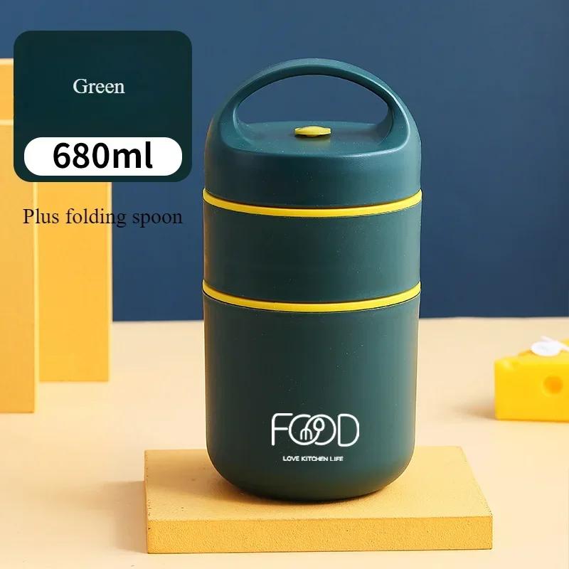 304 Stainless Steel Children Soup Cup with Spoon Seal Heat Preservation Insulated Food Warmer Bento Lunch Box for Kids Students