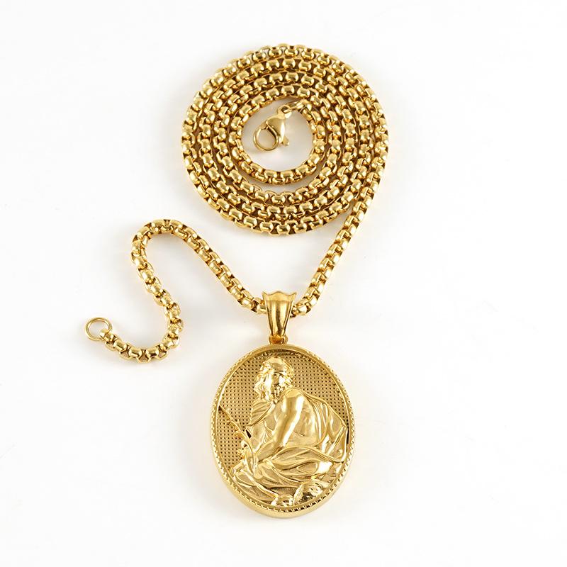 Fashion Priest Classic Round Brand Design Religious Myth Portrait Pendant Collarbone Chain Men and Women