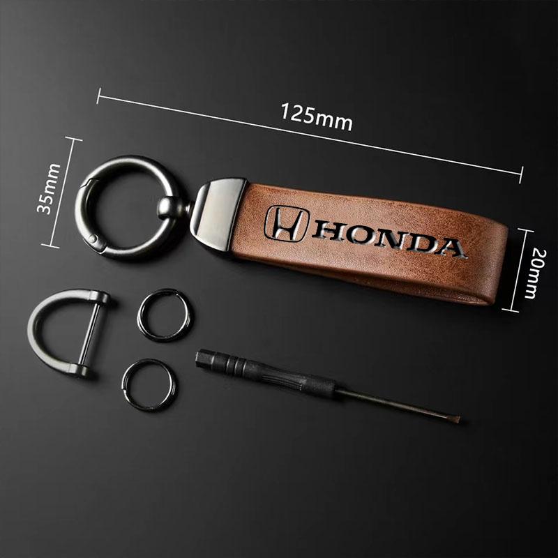High Quality Car Leather Keychain Auto Logo Key Ring For Honda Fit Jazz GK5 Civic Type-R CRV Pilot Accord Insight Spirior City EC5