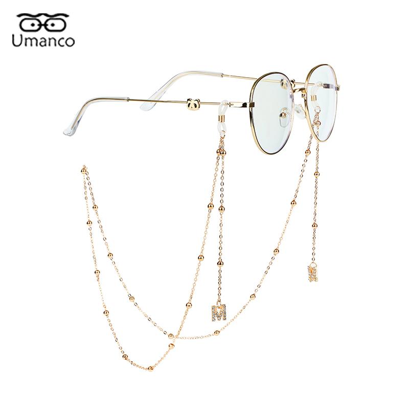 70 см золотистая цепочка для очков для женщин, элегантная подвеска в форме луны и солнца с буквами-бабочками, ремешок с подвеской, противоскользящие очки на шею, ювелирные изделия в подарок