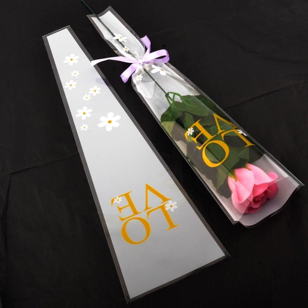 50Pcs Single Flower Flower Wrapping Bag Love Single Rose Sleeves New Bouquet Wrapper Party Supplies
