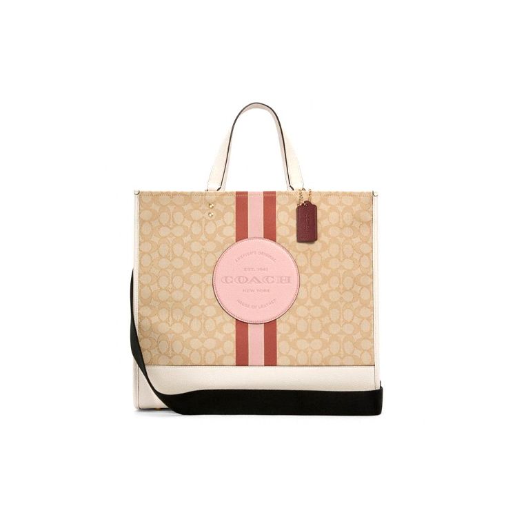 Coach Dempsey 40 Classic Monogram Leather Tote Bag Shopping Bag Shoulder Crossbody Handbag Large Women tote Khaki Pink C1548-IMSWZ