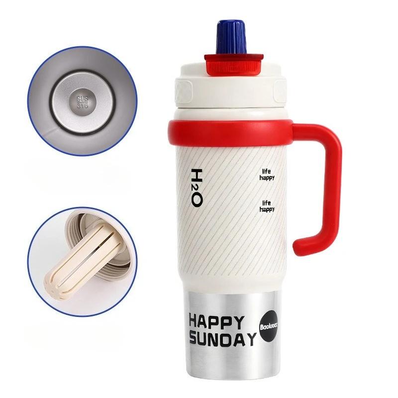 800ml Dual Way Drinking Straw Water Cup Large Capacity Stainless Steel Insulated Tumbler Handle Car Cups