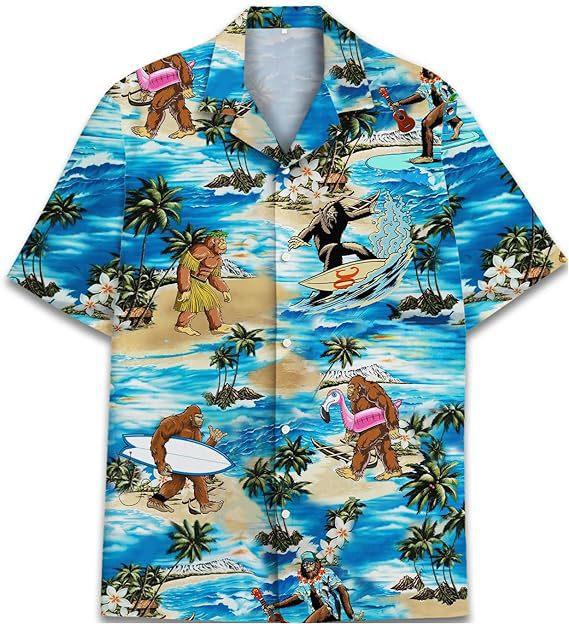 1D digital printing men's lapel short-sleeved shirt hot casual European and American thin breathable and quick-drying