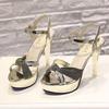Мода Лето Новая Мода Женские Сандалии Платформа Пайетки Бант Открытый Носок Супер Высокий Каблук Сандалии Женские Клубные Туфли на Каблуке
