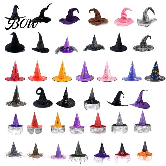 Festival Party Headwear Halloween Witch Wizard Hat, Adult Kids Cosplay Cone Hat with Spider Pointed Web Star Decor, Gothic Costume Prop, Trick