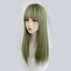 Длинные прямые зеленые парики с челкой, синтетические женские волосы, парик из натуральных волос Лолиты для косплея на повседневную вечеринку
