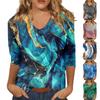 Women's Fashion Everyday Everything Casual V-neck Seven-point Sleeve Printed T-shirt Top