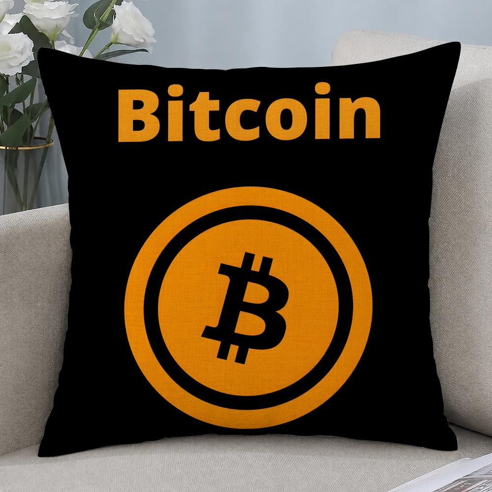 Cryptocurrency Bitcoin Cryptocurrency Btc Cushion Cover Cushion Covers Natural Linen Breathable Sofa Bedroom Decor Pillowcase
