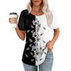 Women's Fashion Printed Casual Pleated Round Short Sleeve T-Shirt Top