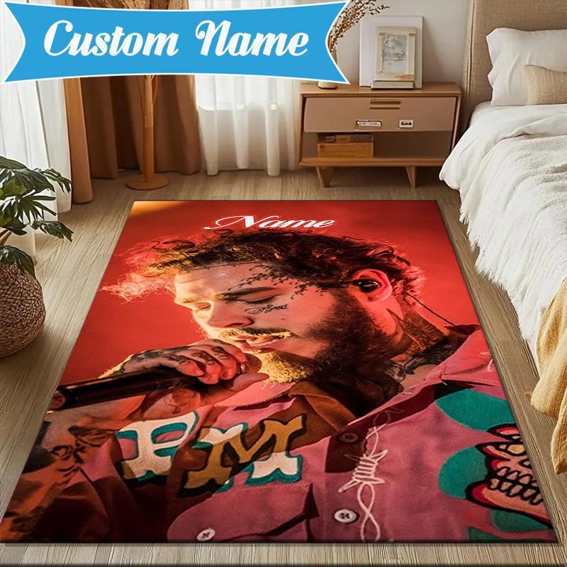 Custom Name Rap Music Malone Rug Game Carpet, Floor Mat for Bedroom Living Room Entryway Rug, Home Decor Idea Gift for Christmas birthday