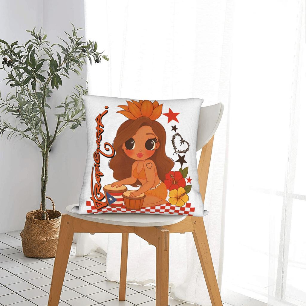 Karol G Tropicoqueta Album Pillowcase Soft Polyester Cushion Cover Decorative Throw Pillow Case Cover Home Square Xcm