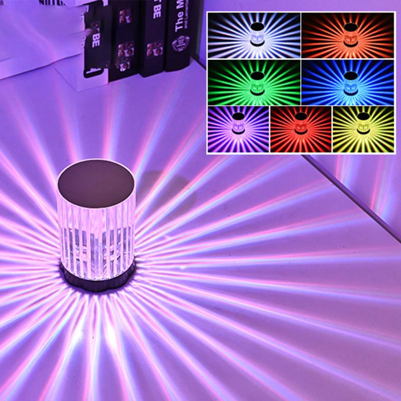 Led Crystal Table Lamp 3/16 Colors Rechargeable Romantic Diamond Lamp Bedroom Bedside Night Light