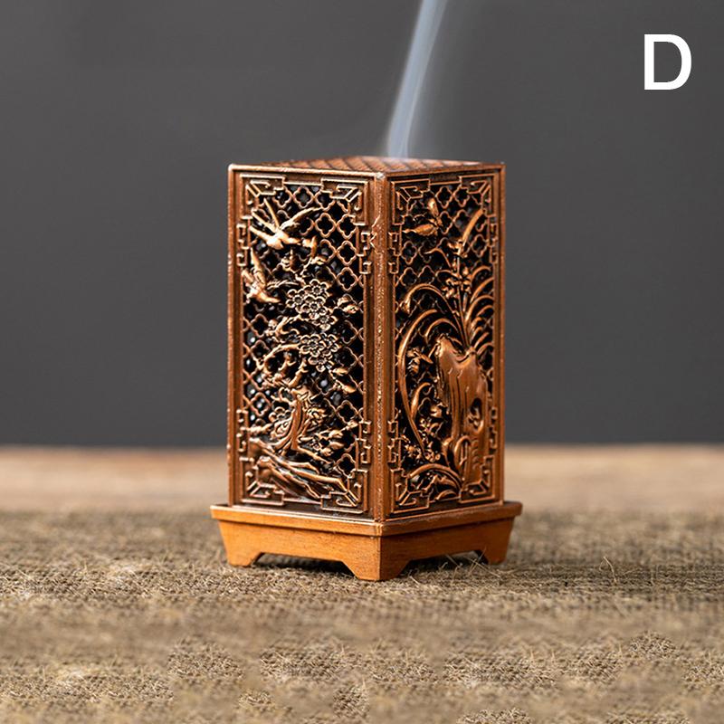 Square Vertical Incense Burner Small Alloy Incense Holder Indoor Aromatherapy Home Ornament Chinese Plum Inense Burners