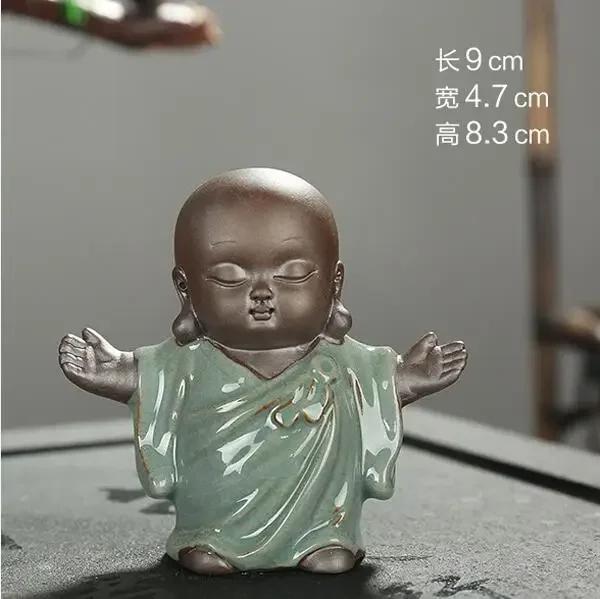 F Creative Boutique Улыбающийся Будда Чайный питомец Керамические украшения Безумный монах Фигурки кунг-фу и мини-товары для дома Офисное украшение