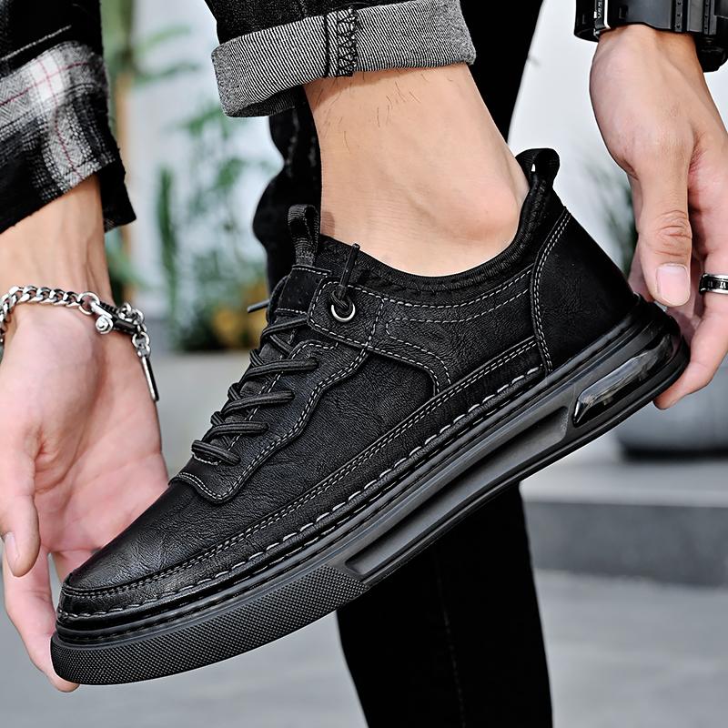 Кроссовки, мужская рабочая обувь, осень 2024, новая роскошная кожаная обувь высокого качества, классическая спортивная мужская обувь на шнуровке на открытом воздухе