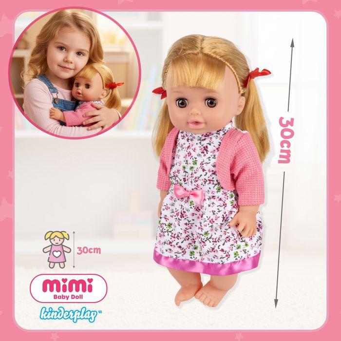 Кукла-младенец - Kinderplay MiMi KP2010 - 30 см - Интерактивные звуки - Аксессуары для волос