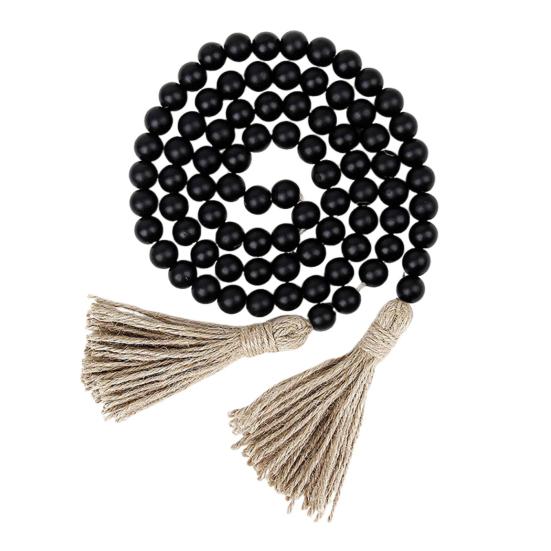 Гирлянда из деревянных бусин, украшение на стену в фермерском доме, сделай сам, деревенская кисточка, бохо, украшение из бисера для цветочных горшков, подсвечников