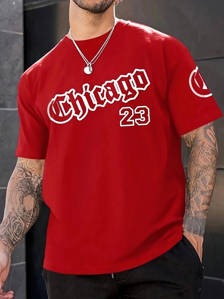 Летняя мужская свободная дышащая футболка с круглым вырезом и цифровым принтом гоночного узора 23, Топ для страстной повседневной жизни