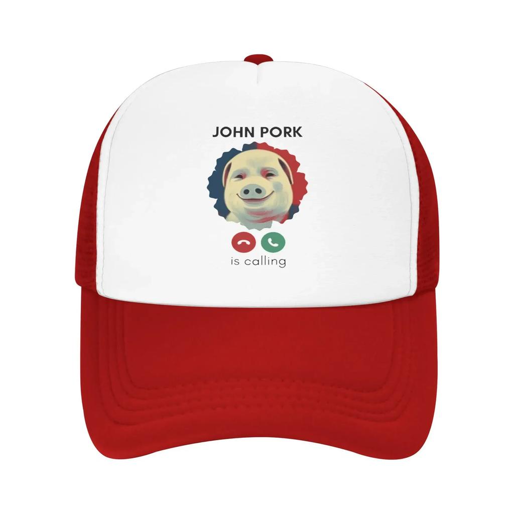 Новый Дизайн Забавные John Pork Is Calling Сетчатые Бейсболки для Кемпинга Женские Мужские Летний Юмор Свинья Пляжная Кепка Рыбалка Тракер