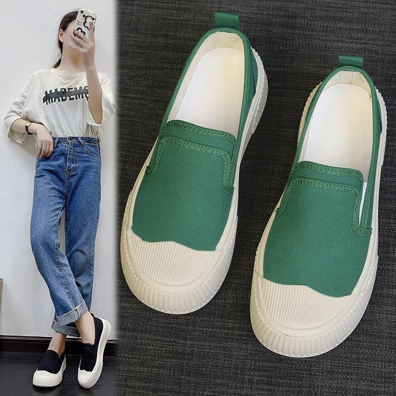 Холщовые лоферы на толстой подошве для женщин. Дизайнерские туфли Sense Board. Туфли-бисквиты. Подходящие по цвету повседневные лоферы без шнуровки на плоской подошве.