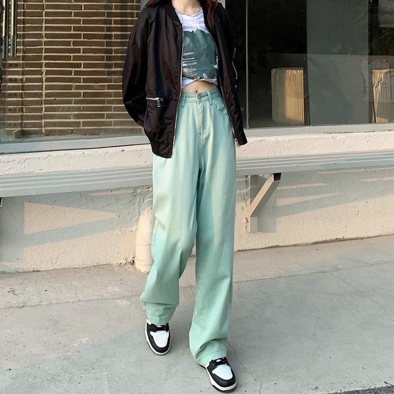 Женские джинсы с высокой талией и широкими штанинами — повседневный стиль осень/зима