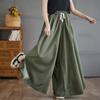 Dimanaf 2024 Summer Plus Size Women Long Pants Trousers Loose Wide Leg Pants Casual Solid Vintage Large Size Casual Pants