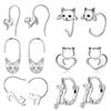 Cross-Border Cute Pet Cute Kitten Stud Earrings Female Animal S925 Sterling Silver Earrings