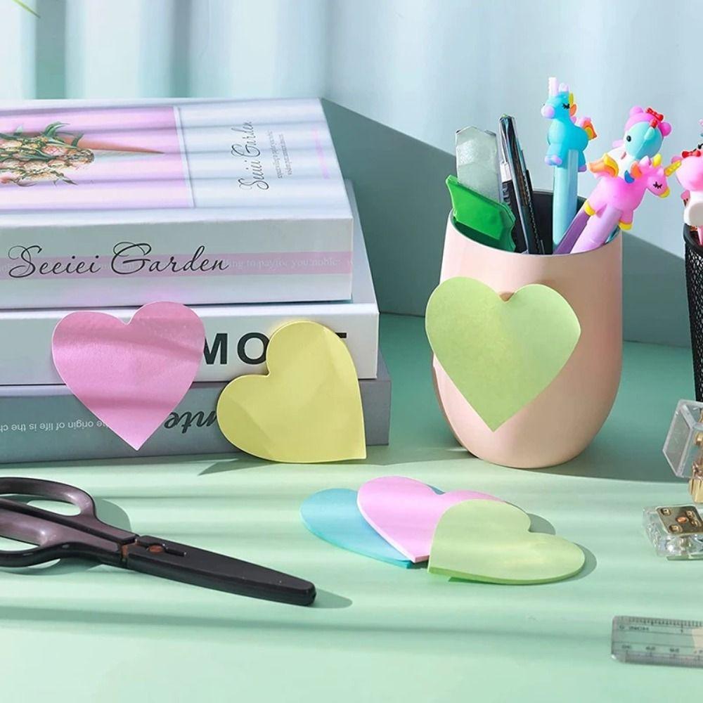 Heart Shaped Memo Pad 120 Sheets Notepad Staff Students Sticky Notes Stationery