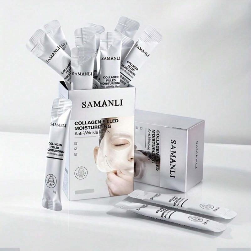 20pcs Collagen Filled Moisturizing Anti Wrinkle Facial Mask Deeply Nourishes and Tightens Skin, Reduces Dull Skin and Inhibits Acne Growth