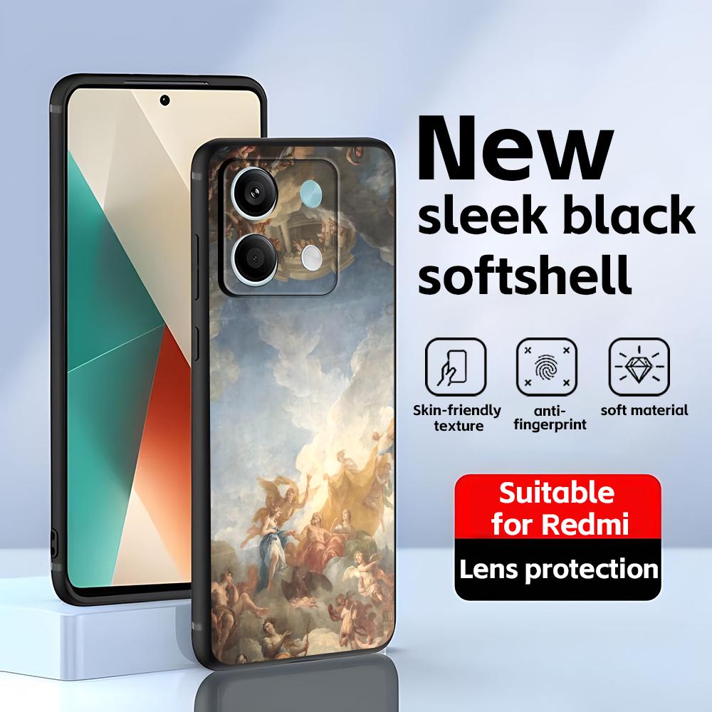 Картины эпохи Возрождения Чехол для телефона для Redmi Note 14 13 12 11 Pro Plus S 5G 14C A3 Мягкий черный чехол для телефона