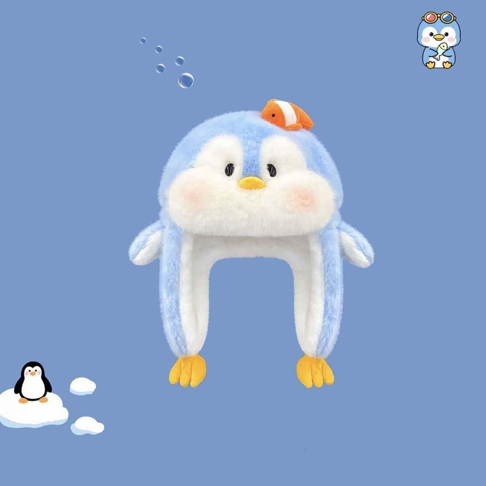 Penguin Winter Plush Hat Cartoon Hamburger Ear Protection Cap Skiing Bear Lei Feng Hat  Autumn