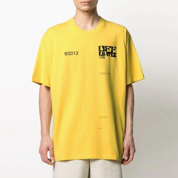 OFF WHITE Футболка мужская SS21 Желтая OMAA038S21JER0081910