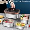 Контейнеры для хранения продуктов Ланч-бокс для приготовления еды - Герметичный, не протекающий ланч-бокс бенто из нержавеющей стали 304, Аксессуары для кухонного органайзера