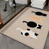 Creative Cartoon Cat Door Mat Flax Anti Slip Bathroom Floor Mat Square Quick Dry Absorbent Mat Kitchen