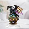 Yousheng Dragon Statue Vibrant Color Resin Dragon Sculpture Mythical Creature Ornament Gothic Style Fantasy Decor