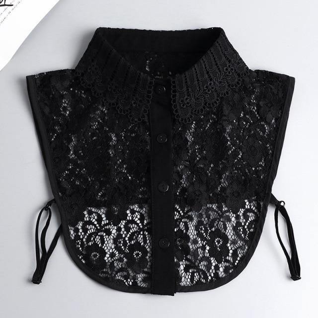 Hollow Lace Chiffon Doll Cotton Fake Collar Blouse Sweater Detachable Shirt Collar False Collar Lapel Women Top Collars Decor