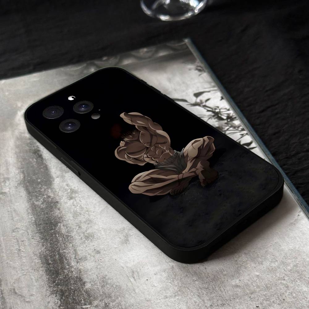 Чехол для телефона с изображением Аниме Баки Х-Ханма Для IPhone 17,16,15,14,13,12,11 Plus,Pro,Max,XR,XS,X,7,8 Plus,Mini Черный Силиконовый Мягкий