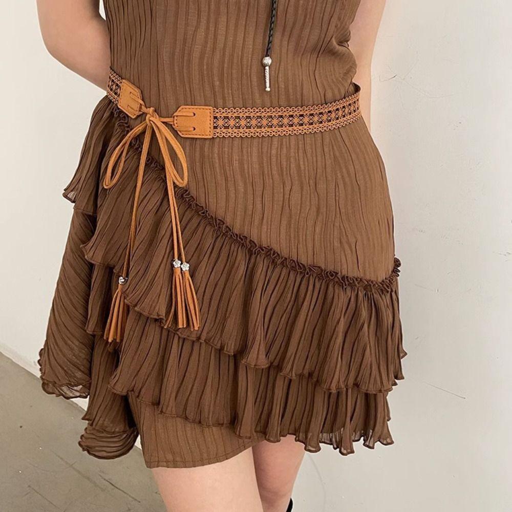 Waist Strap Bohemian Belt Hand Woven Women Waist Chain Vintage Ethnic Style Belt Decorative Jeans