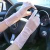 Sun Protection Gloves for Women In Summer Outdoor Driving and Riding Anti UV Touch Screen Anti Slip Medium Length Thin Lace Gloves