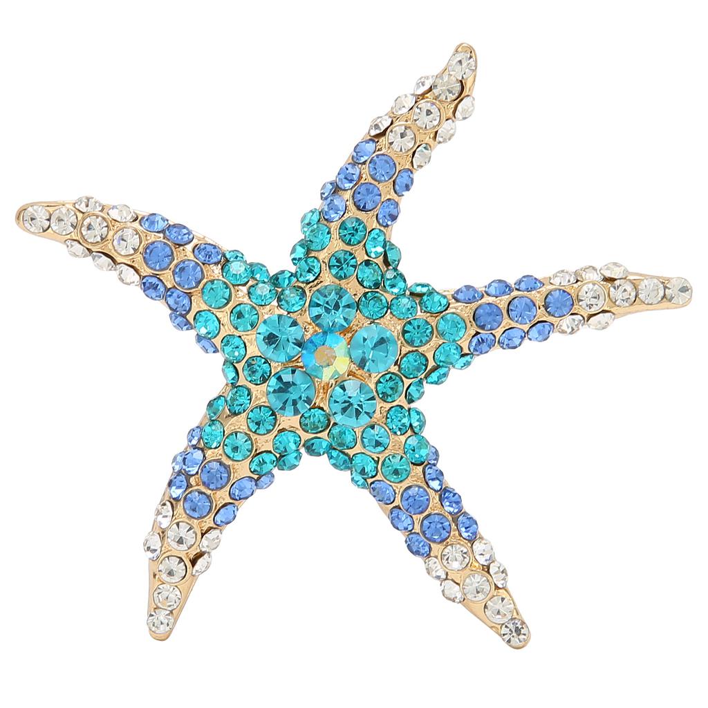 Pentagram Rhinestones Pin Brooch Starfish Clothing Accessories Ocean Blue Decorations