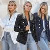 Ayollar Qishki Retro Ikki Qator Tugmali Jaket Ayollar Kundalik Palto Ustki Kiyim Kardigan