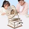 1 набор DIY ретро граммофон модель комплект ручной работы деревянная головоломка ручной работы фонограф строительство поделки проигрыватель пластинок STEM проект дети образовательная игрушка