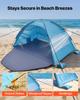 VEVOR Beach Tent Sun Shelter for 3 Person, UPF 50+ Protection, Portable Sun Shade Canopy with Carrying Bag & Sand Pockets