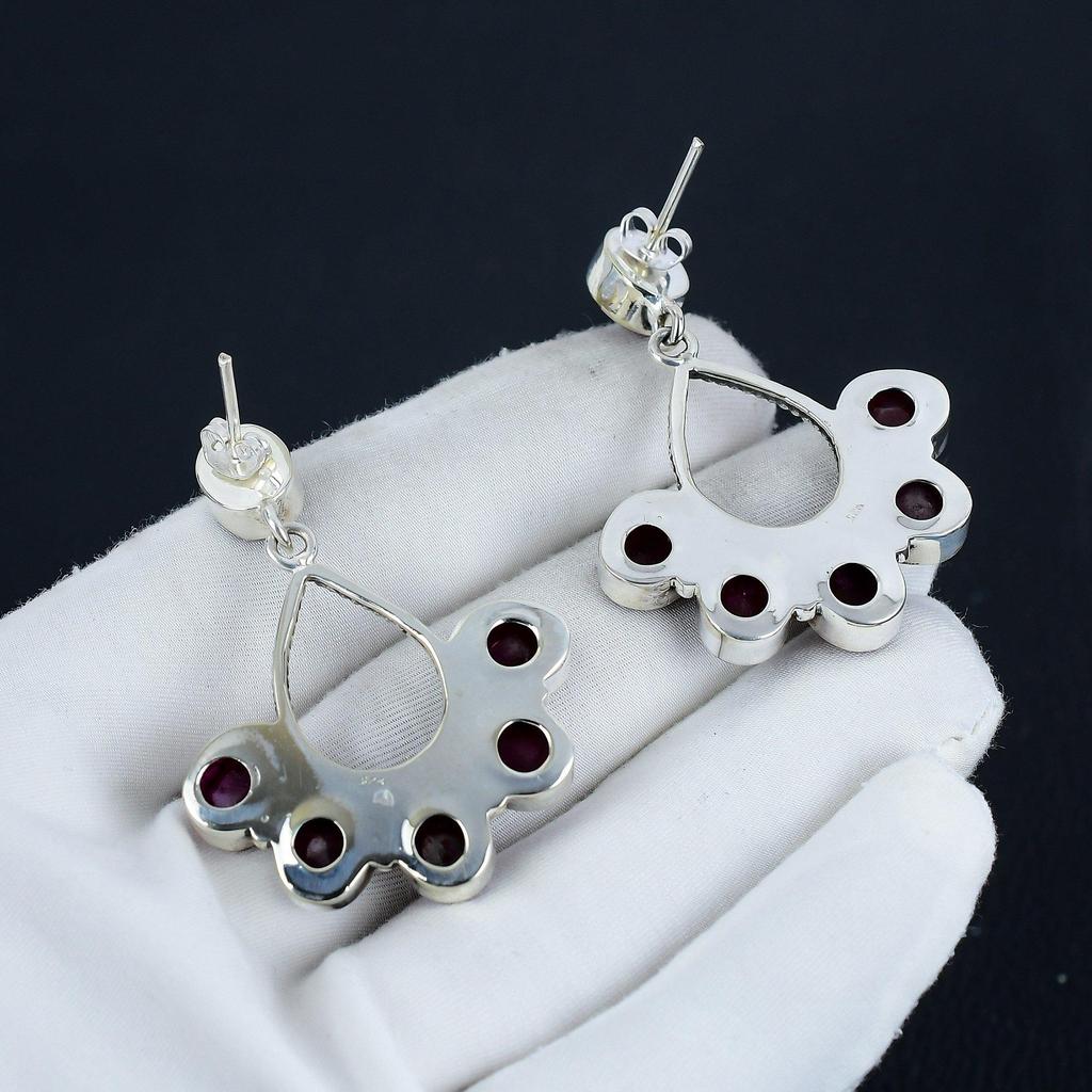 Изящные серьги с рубинами из кашмирского камня, серьги из стерлингового серебра 925 пробы, серьги-подвески из серебра ручной работы в стиле бохо, подарочный наряд для вечеринки