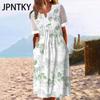 JPNTKY Летнее платье с карманами, не скатывающееся, популярный цветочный принт, коктейльная туника, длинное уличное платье, нарядные наряды