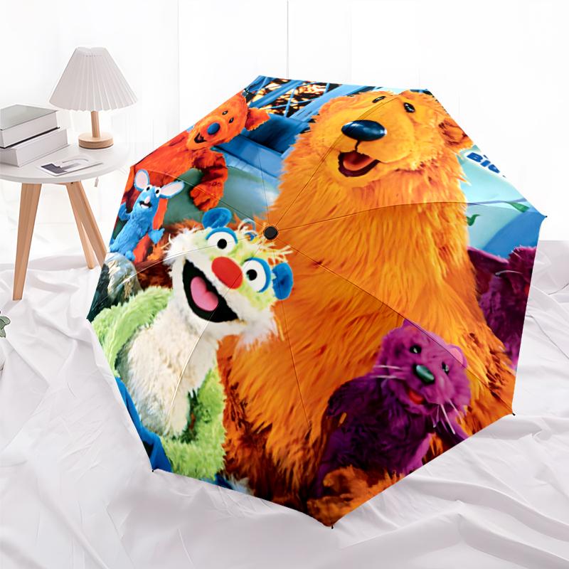 Bear in the Blue House Fashionable Automatic Opening/Closing Folding Umbrella. Portable and Foldable, Ideal for Gift, Travel, and Daily Use.