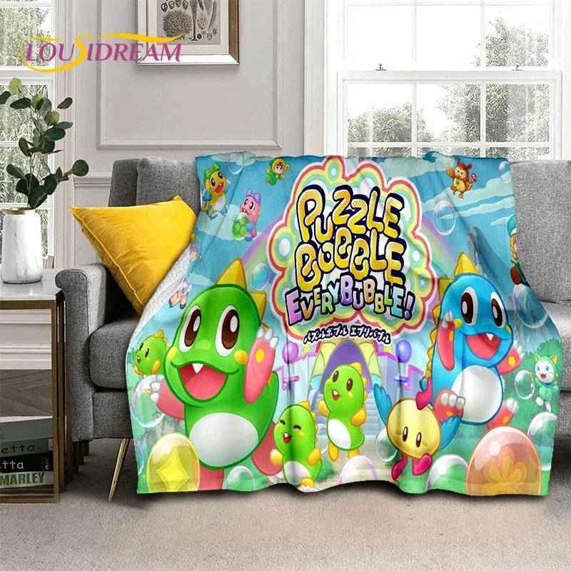 Мультяшный Bubble Bobble Puzzle Bobble Retro Game Мягкое фланелевое одеяло для кроватей, спальни, дивана, пикника, плед для отдыха на открытом воздухе