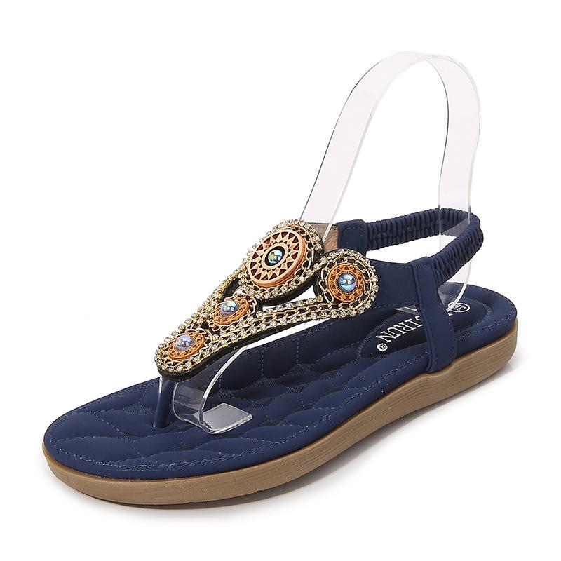 Летние босоножки 2025 года в стиле бохо, простые повседневные босоножки на плоской подошве, удобные босоножки со стразами